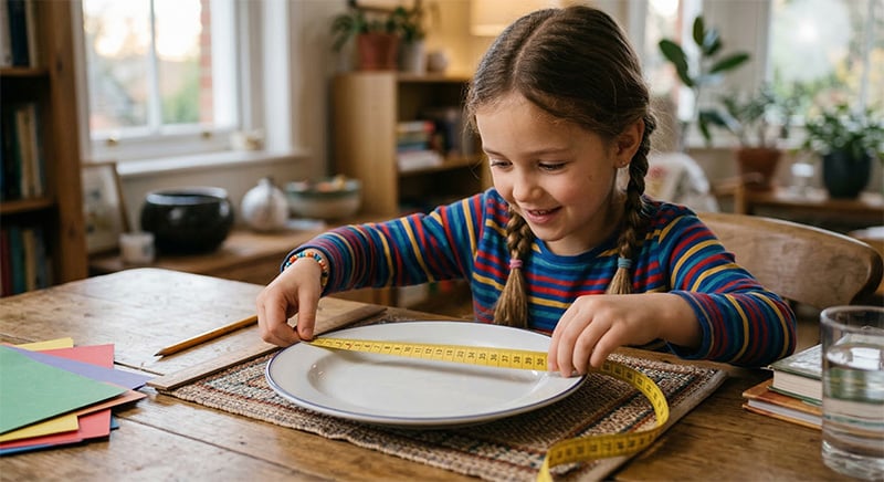 Girl Measuring A Plate